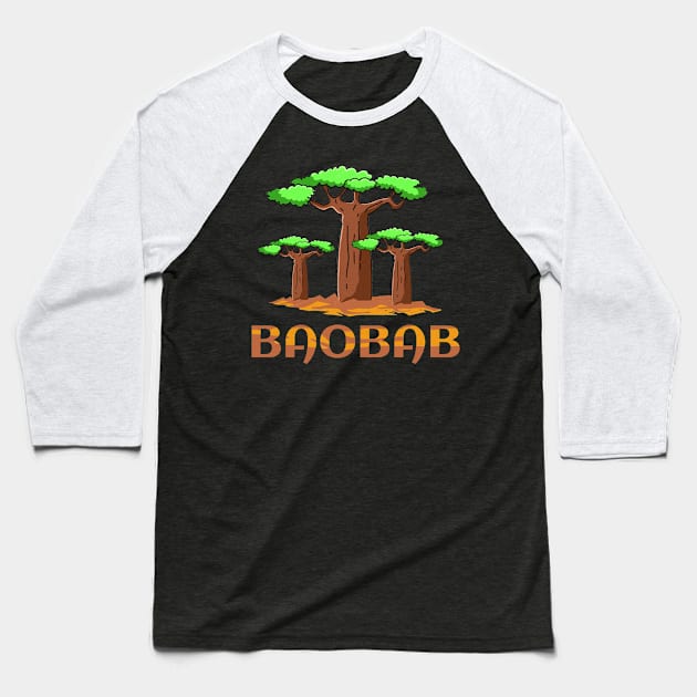 Baobab Upside Down Tree Baobab Madagascar Baseball T-Shirt by Clara switzrlnd